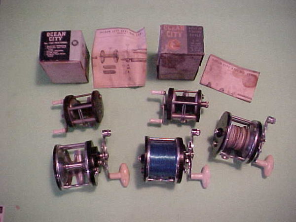 SET OF 5 OCEAN CITY FISHING REELS, 112,112,112,999 AND 1581, 2 WITH BOXES  AND SCHEMATICS, PRE-OWNED - Berinson Tackle Company