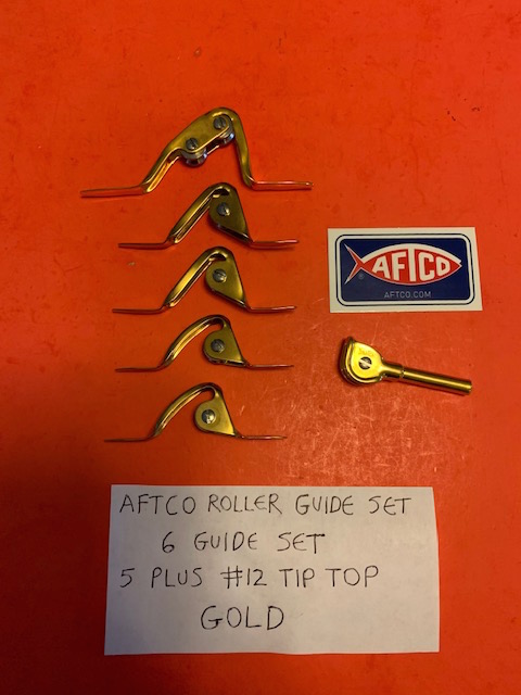 AFTCO GOLD HEAVY DUTY ROLLER GUIDES COMPLETE 6 GUIDE SET WITH #12