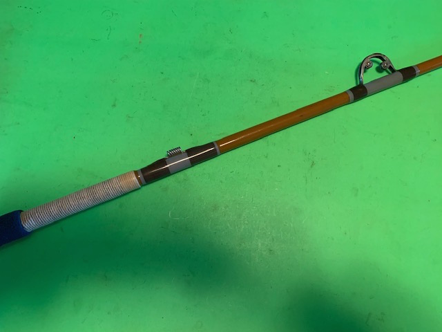 VINTAGE SABRE 6 FOOT 9 INCH 30 TO 100 POUND CLASS ROCKCOD TROLLING FISHING  ROD AFTCO ROLLERS - Berinson Tackle Company