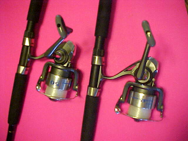 PAIR OF QUANTUM BLUE RUNNER 7', 15 TO 40# ROD & QUANTUM BLUE RUNNER 50 REEL  SPINNING COMBOS, PRE-OWNED - Berinson Tackle Company