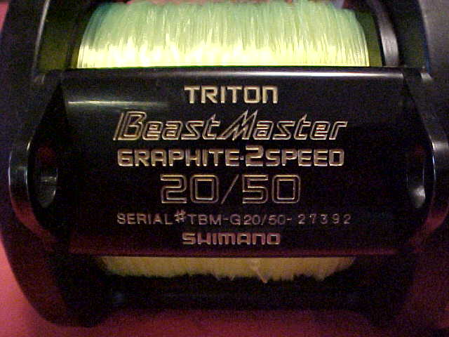SHIMANO TRITON BEASTMASTER 20/50 GRAPHITE TWO SPEED LEVER DRAG FISHING  REEL, PRE-OWNED - Berinson Tackle Company