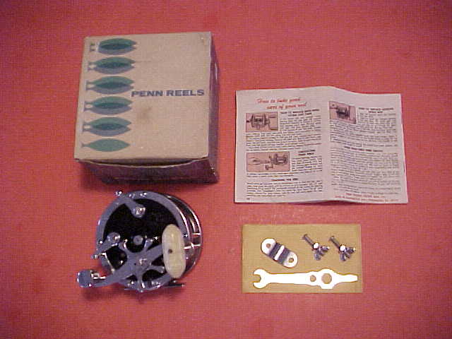 VINTAGE PENN SUPER MARINER 49M FISHING REEL WITH BOX, CATALOG 32B AND PENN  WRENCH, PRE-OWNED - Berinson Tackle Company